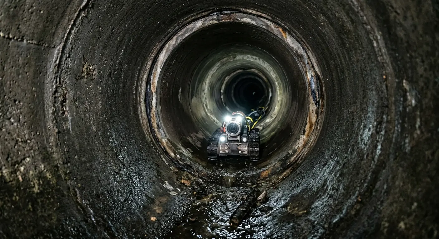 Robotic sewer camera inspecting pipe interior for Sewer Line Repair in Emerson